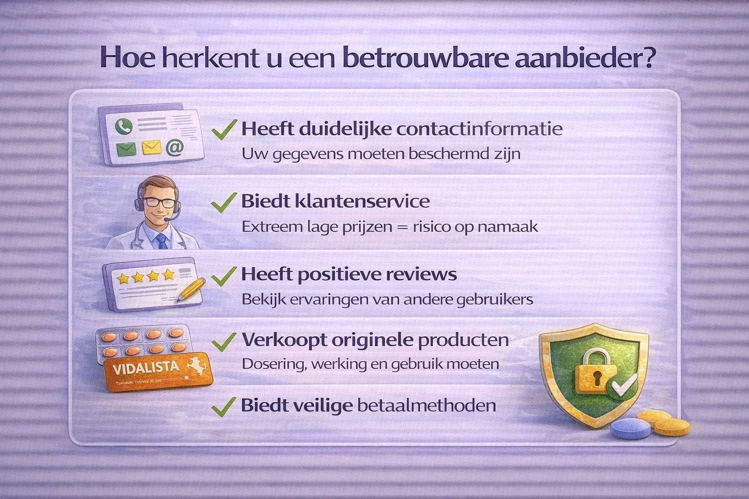 betrouwbare vidalista aanbieder herkennen reviews klantenservice veilige betaling