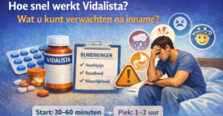 hoe snel werkt vidalista na inname start 30 minuten piek 1 tot 2 uur tadalafil