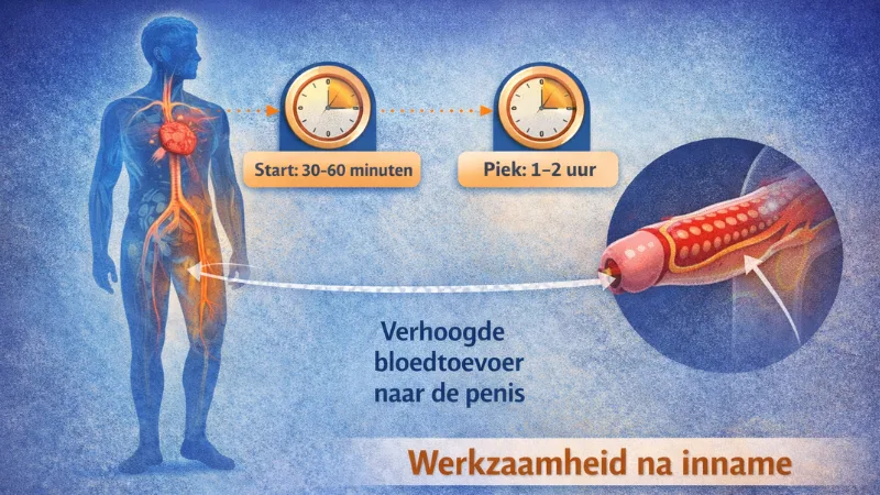 werking vidalista in lichaam bloedtoevoer penis tijdlijn start piek effect