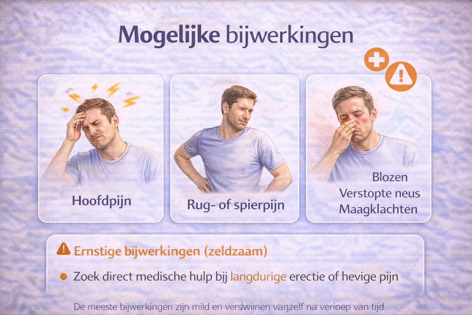 vidalista bijwerkingen hoofdpijn rugpijn blozen verstopte neus maagklachten