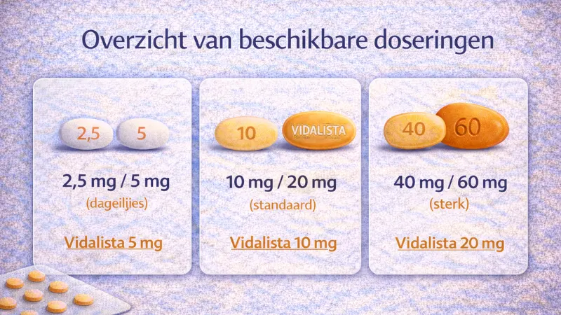 vidalista doseringen overzicht 25 mg 5 mg 10 mg 20 mg 40 mg 60 mg verschil