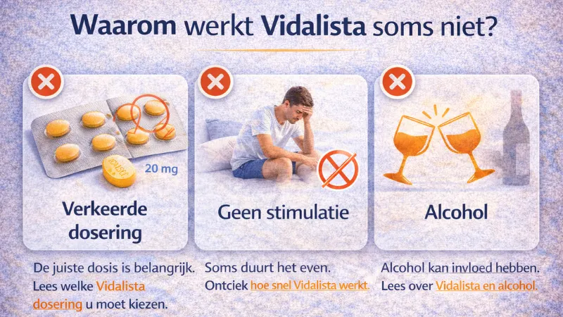oorzaken vidalista werkt niet verkeerde dosering geen stimulatie alcohol invloed