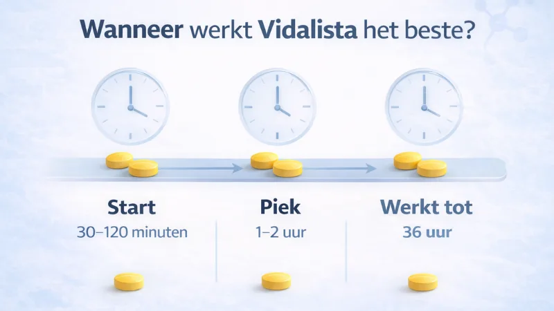 Wanneer werkt Vidalista het beste start piek en duur tot 36 uur